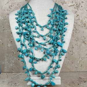 Artisan Crafted Turquoise Multi Strand Layered Necklace